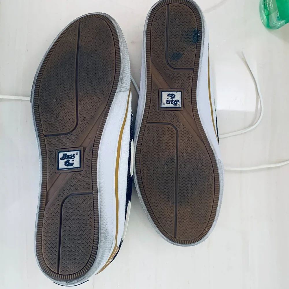 Men’s G H Bass & Co Deck Shoes Delightful Navy, Tans White Blue Ticking Lining